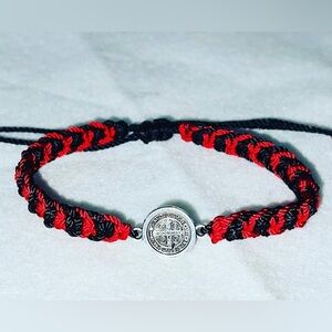Saint Benedict Protection Black and Red Braided Bracelet.